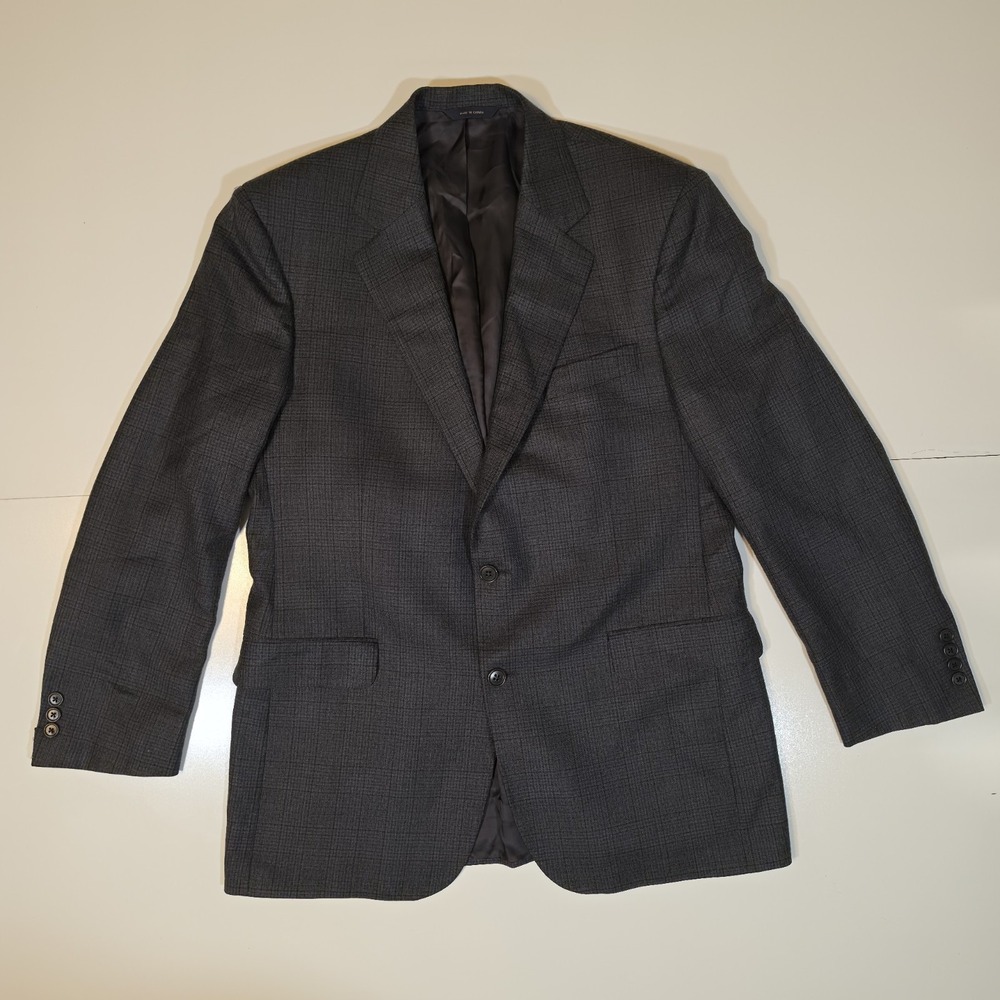 Brooks Brothers 1818 Madison Gray Windowpane Wool Blazer 42R Made in Canada